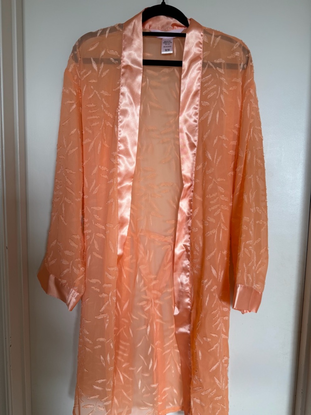 La Vie en Rose Peach Sheer Babydoll Nightgown Robe Set M Y2K - Picture 7 of 11